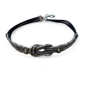 Vintage 80’s G.Gagliano Italian Black and Silver Knot Belt